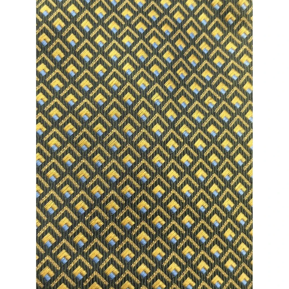 Joseph & Feiss International 100% Imported Silk Men's Tie Olive Green Geometric